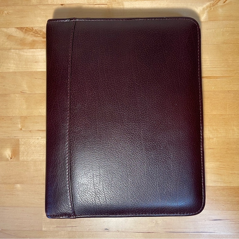 Franklin Quest Vintage Burgundy Top Grain Leather Planner Binder Zip USA